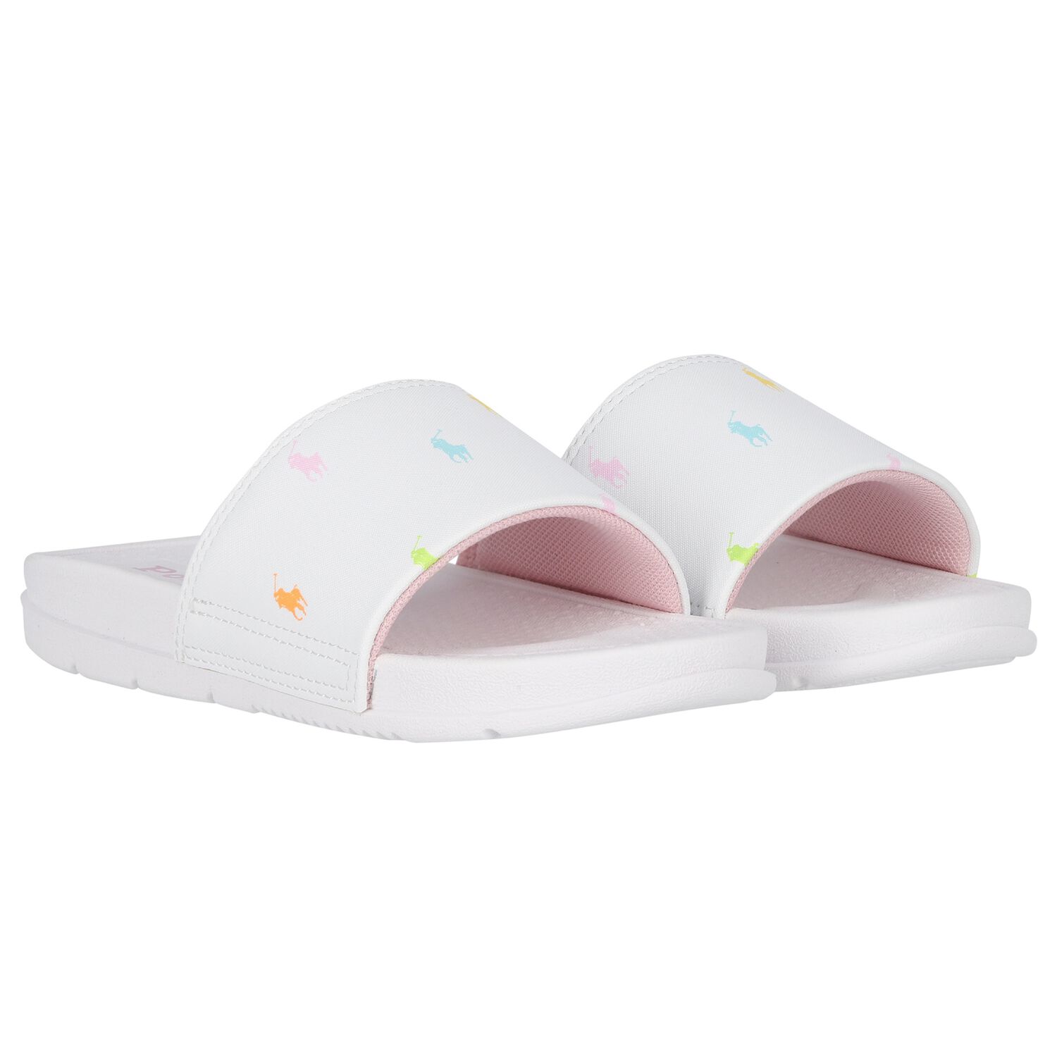 Girls White Logo Sliders, 1, hi-res