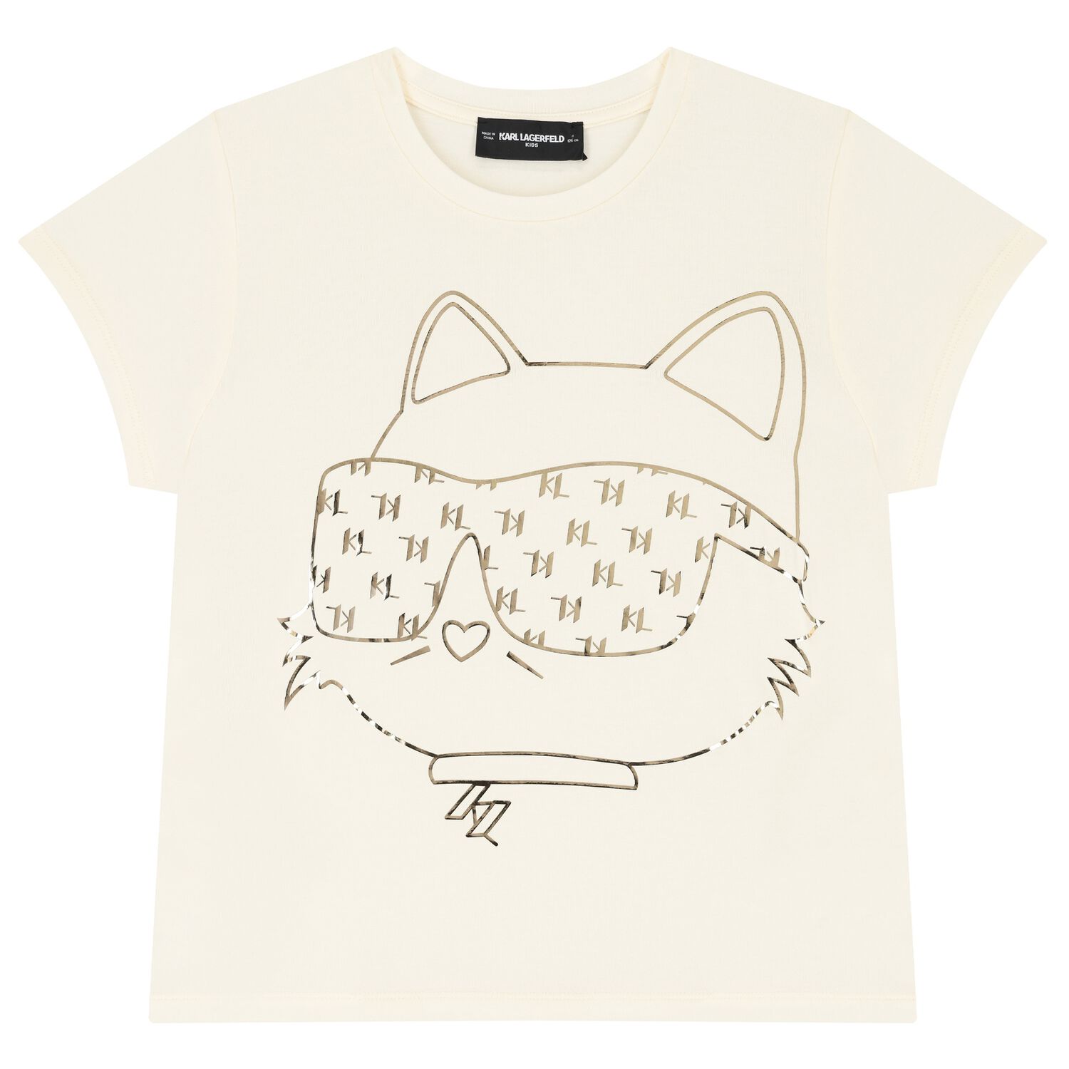 Girls Beige Choupette Logo T-Shirt, 2, hi-res