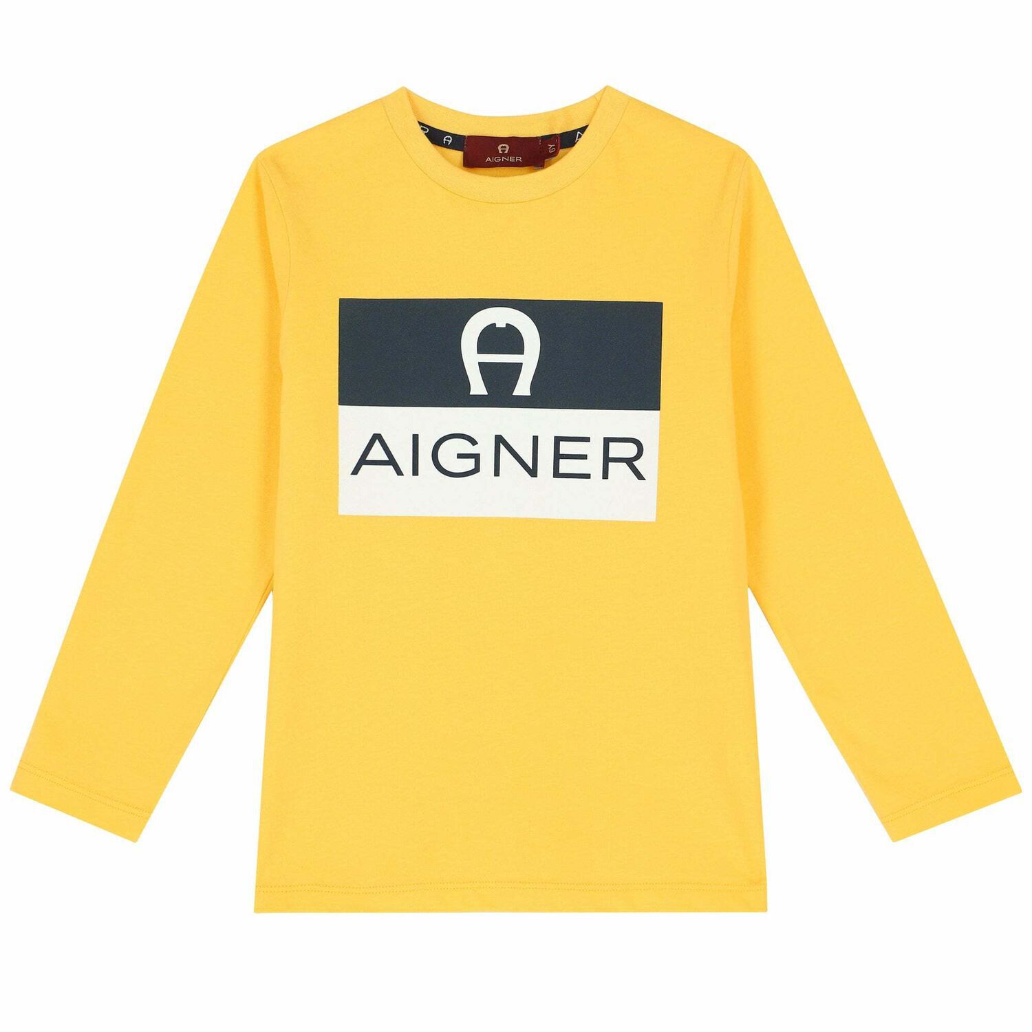 Boys Yellow Logo Long Sleeve Top, 2, hi-res