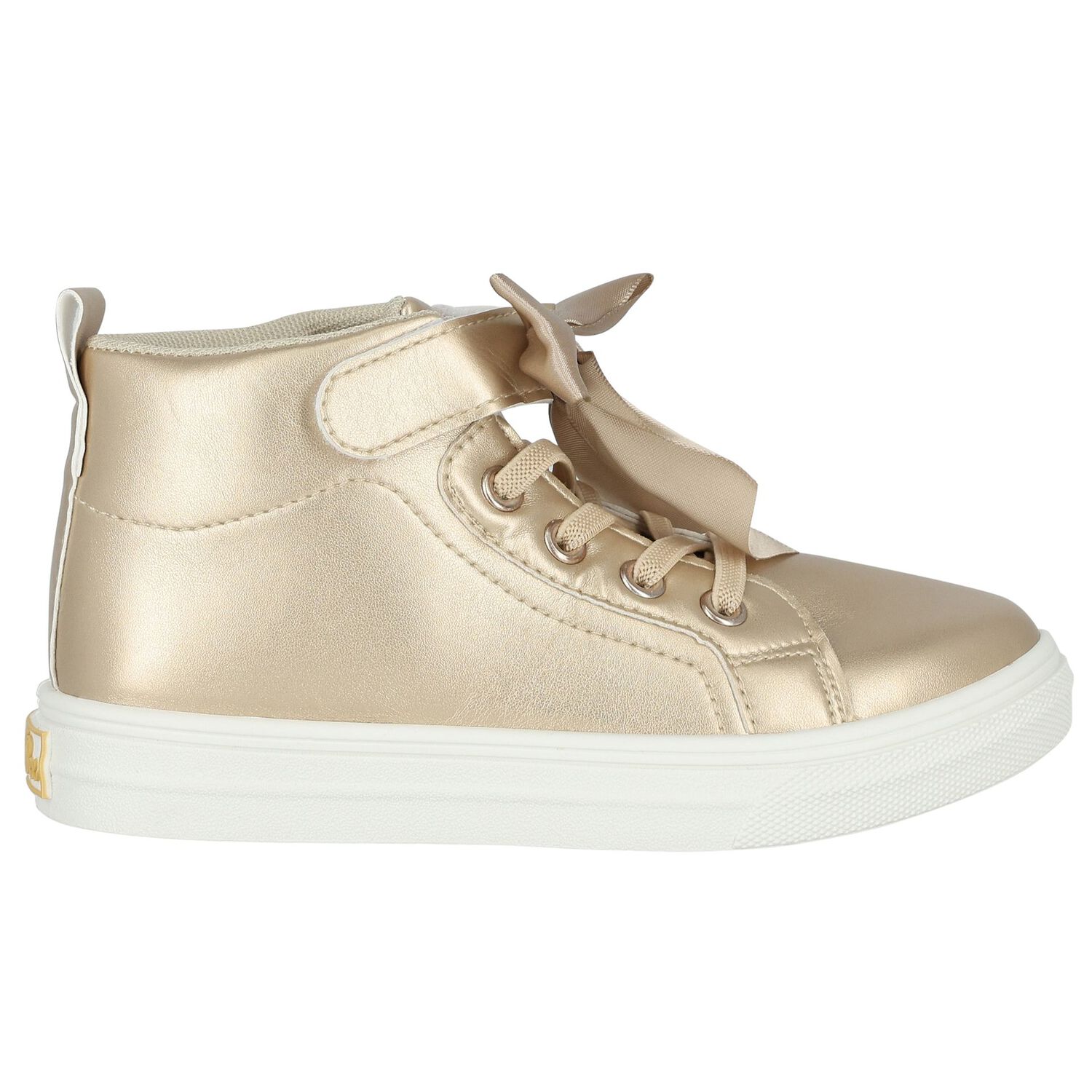 Girls Gold Bow Trainers, 1, hi-res image number null
