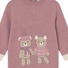 Younger Girls Pink Teddy Bear Knitted Dress, 1, hi-res