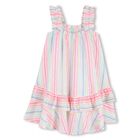 Girls Multi-Coloured Stripes Embellished Dress, 1, hi-res