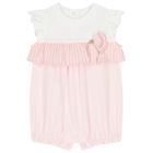 Baby Girls Pink & White Flower Romper, 2, hi-res