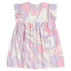 Girls Pink & White Ruffled Iride Dress, 1, hi-res