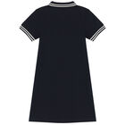 Girls Navy Blue Logo Polo Dress, 1, hi-res