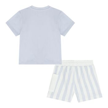 Baby Boys Blue & White Logo Shorts Set