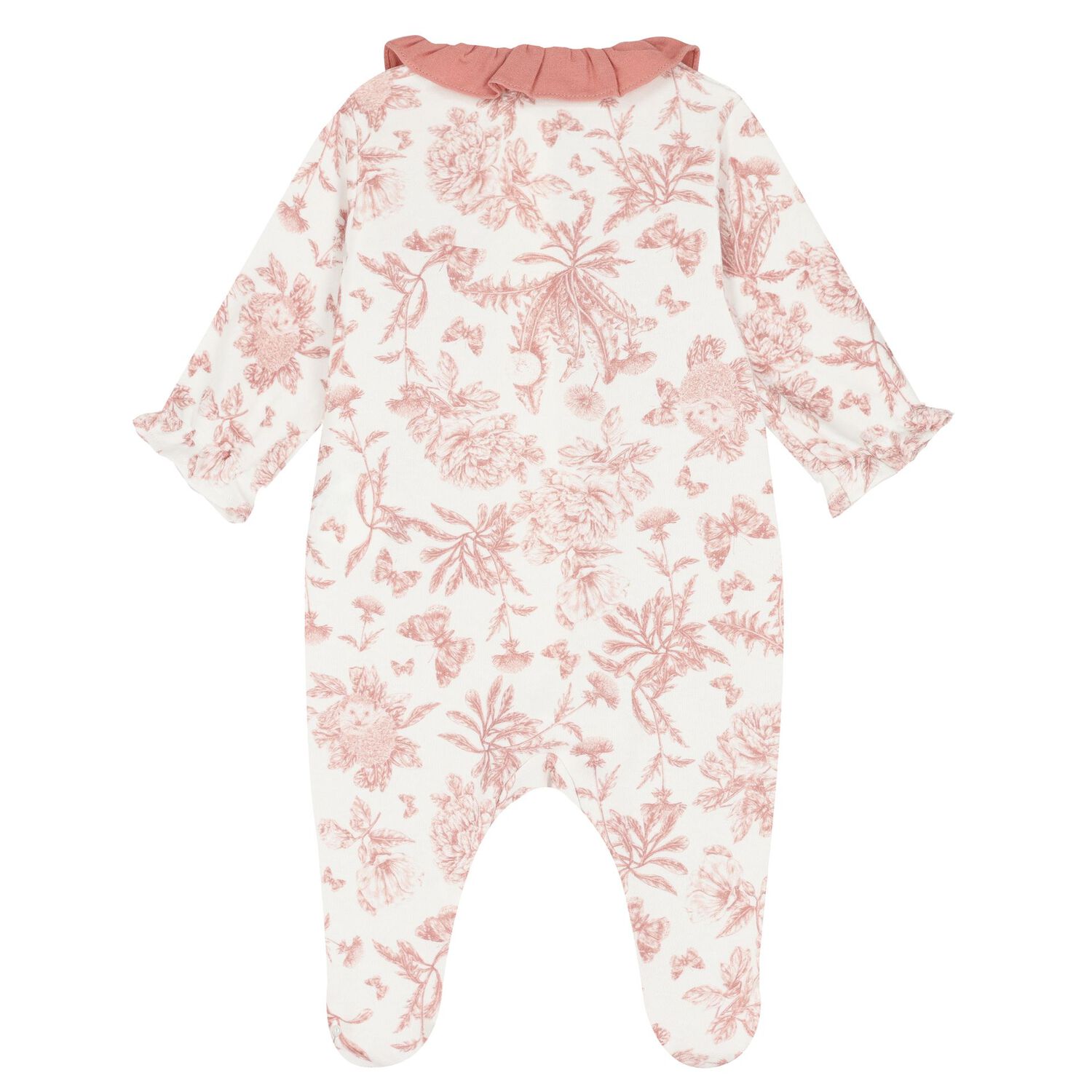 Baby Girls Pink & Ivory Toile De Jouy Babygrow, 1, hi-res image number null