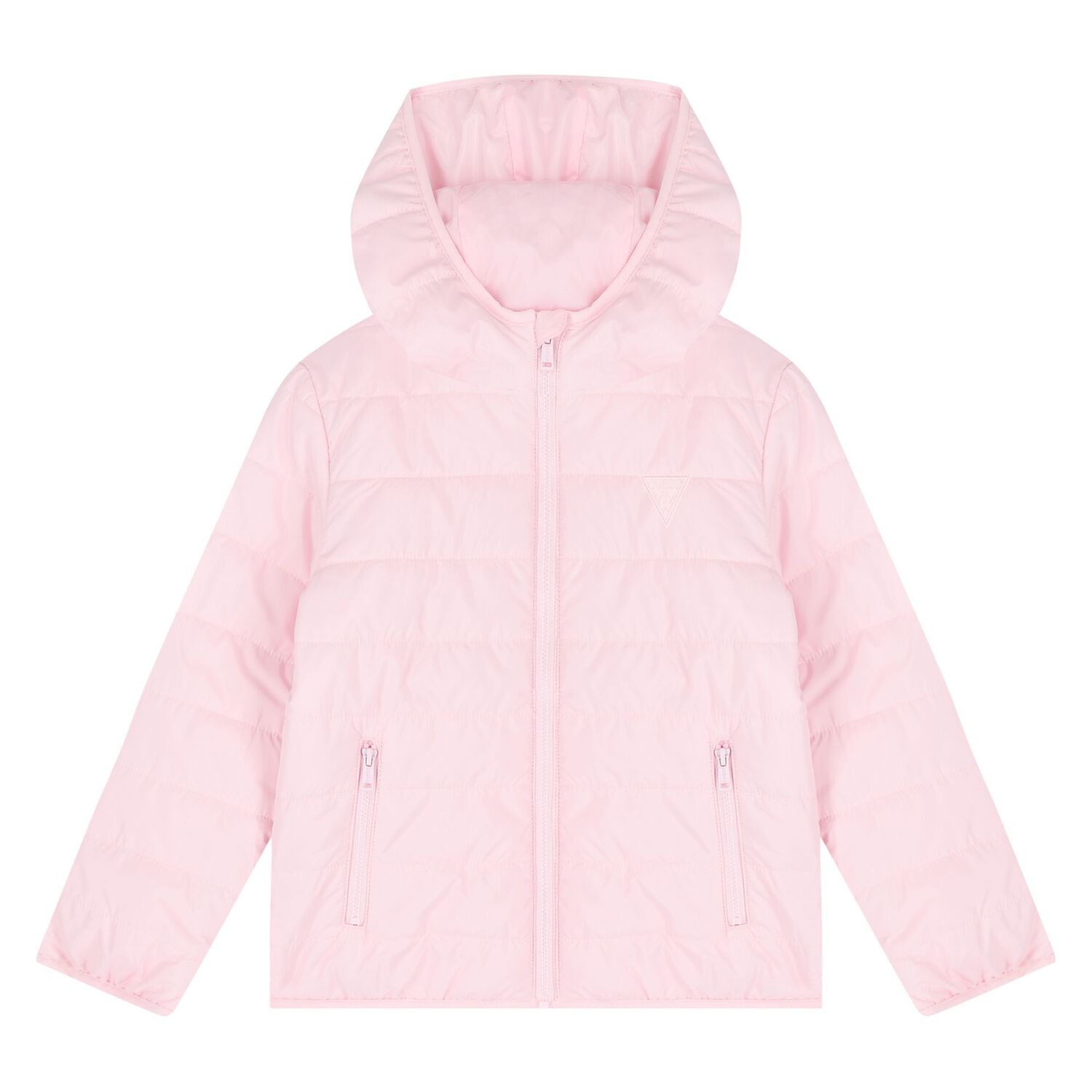 Girls Pink Logo Padded Puffer Jacket, 1, hi-res