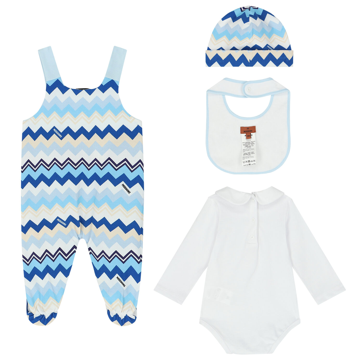 Blue & White Zigzag Bodysuit Set, 1, hi-res