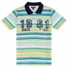 Boys Striped Cotton Logo Polo Shirt, 1, hi-res