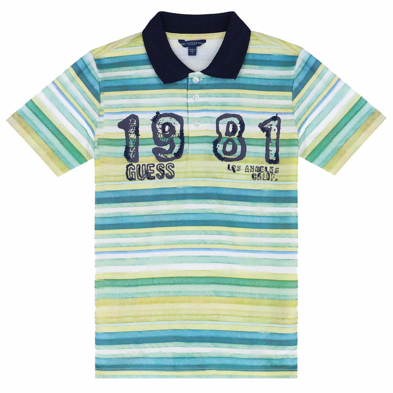 Boys Striped Cotton Logo Polo Shirt, 1, hi-res