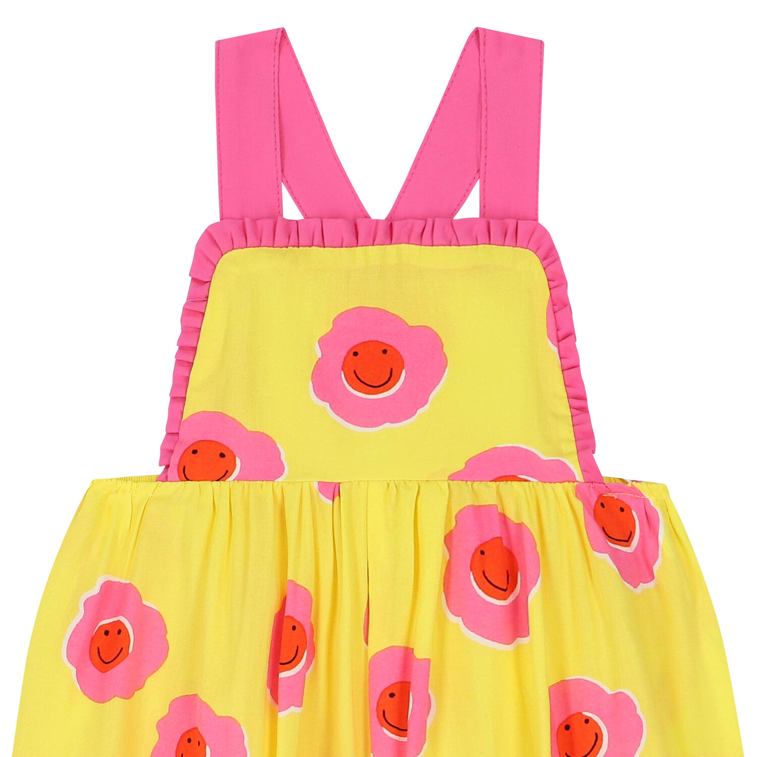 Younger Girls Yellow & Pink Flower Jumpsuit, 1, hi-res
