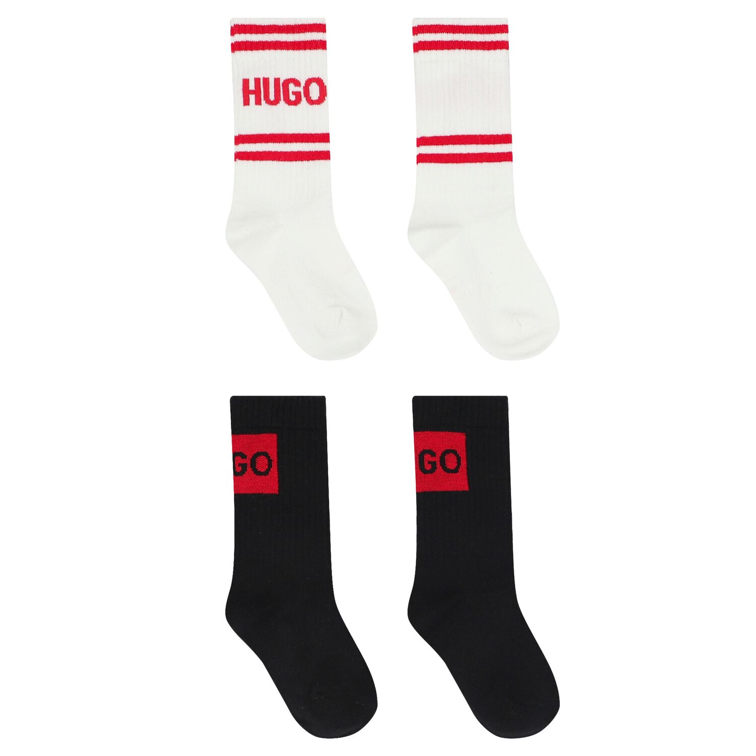 White & Black Logo Socks ( 2 Pack ), 1, hi-res