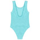 Girls Aqua Crinkle Swimsuit  , 1, hi-res