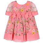 Baby Girls Pink Floral Chiffon Dress, 1, hi-res