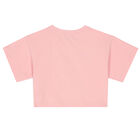 Girls Pink Cropped Teddy Logo T-Shirt, 2, hi-res