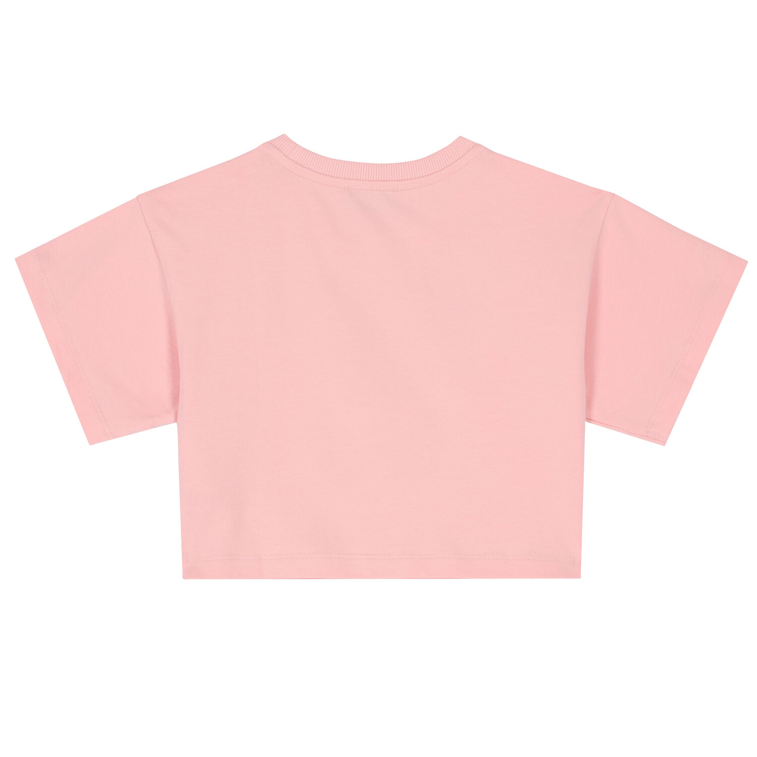 Girls Pink Cropped Teddy Logo T-Shirt, 2, hi-res image number null