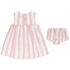 Baby Girls Pink & White Striped Dress Set, 1, hi-res