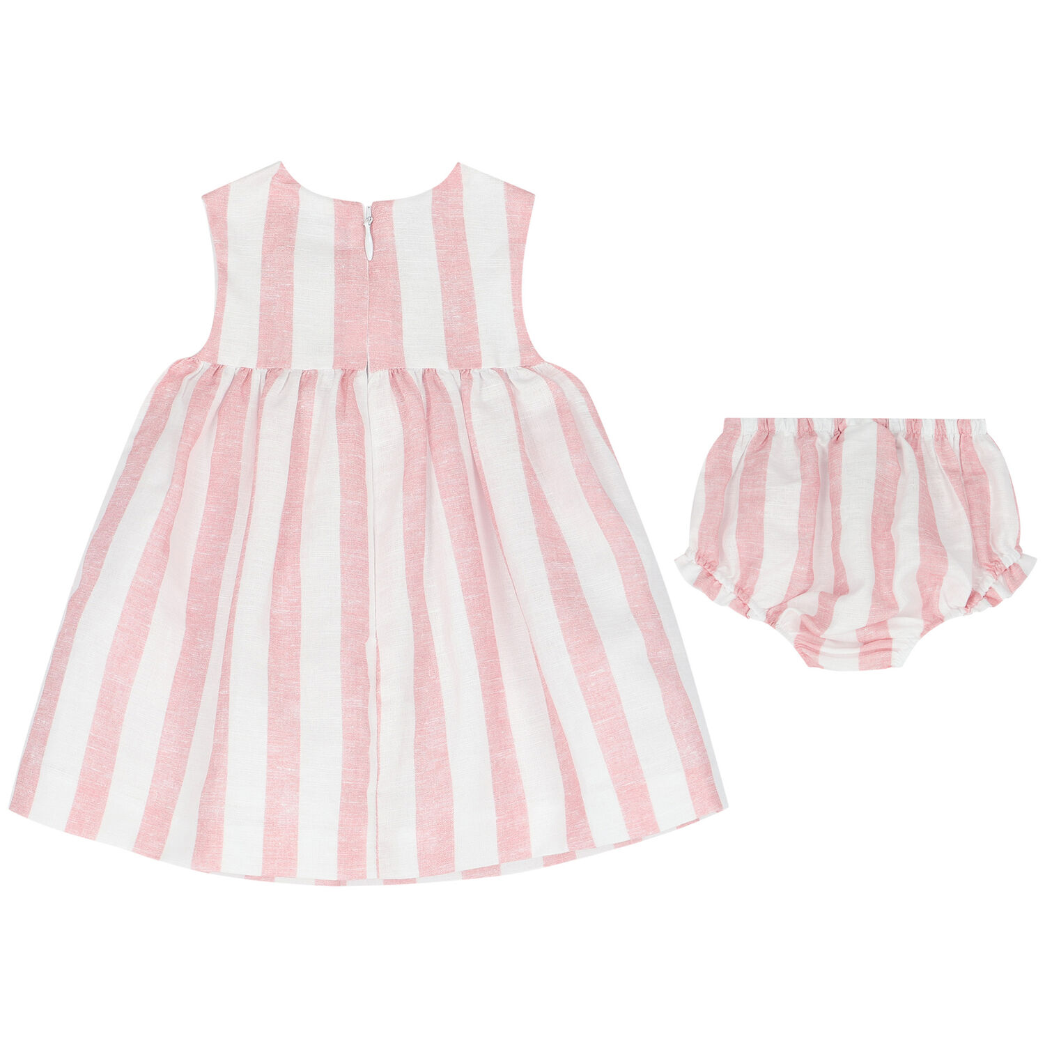 Baby Girls Pink & White Striped Dress Set, 1, hi-res image number null