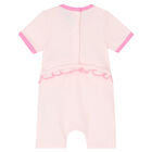 Baby Girls Pink Logo Romper, 1, hi-res
