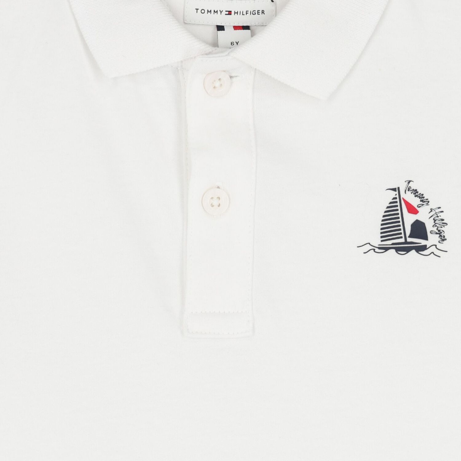 Boys White Logo Sailboat Polo Shirt, 1, hi-res
