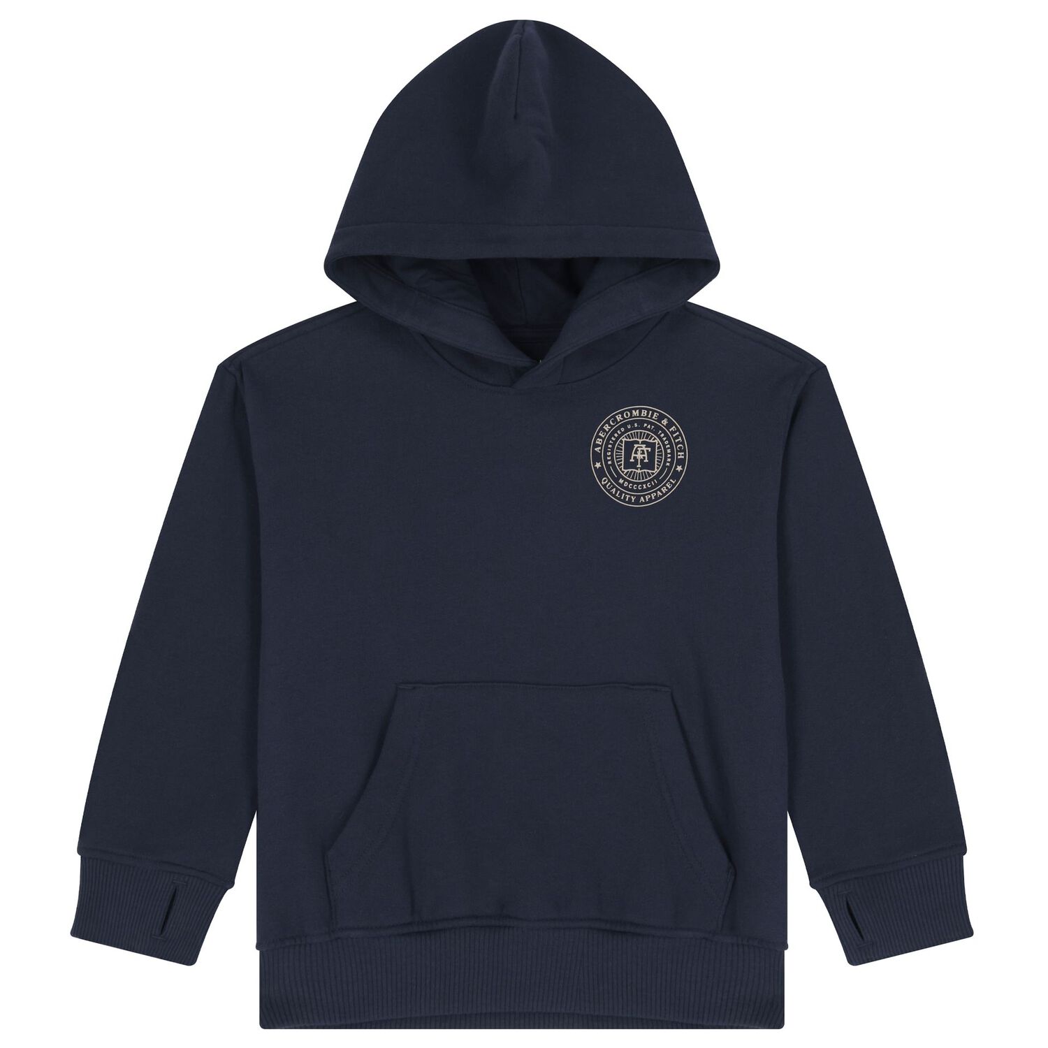 Boys Navy Blue Logo Hooded Top, 1, hi-res