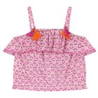 Girls Pink Ruffled Flower Printed Top, 1, hi-res