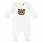 White Squeaky Teddy Logo Babygrow, 1, hi-res