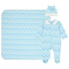 Baby Boys Blue Zig Zag Babygrow Gift Set  , 1, hi-res