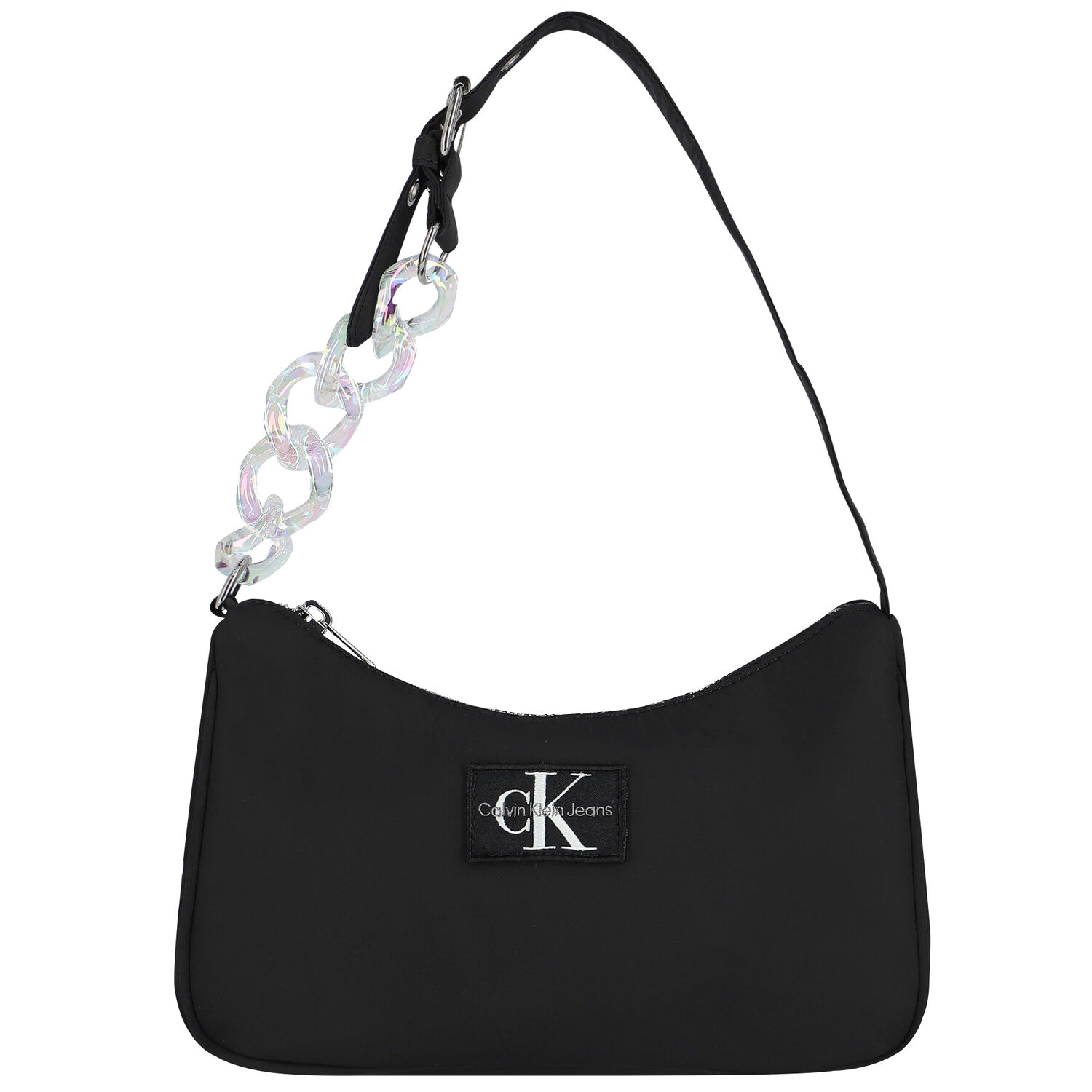 Girls Black Logo Shoulder Bag, 1, hi-res