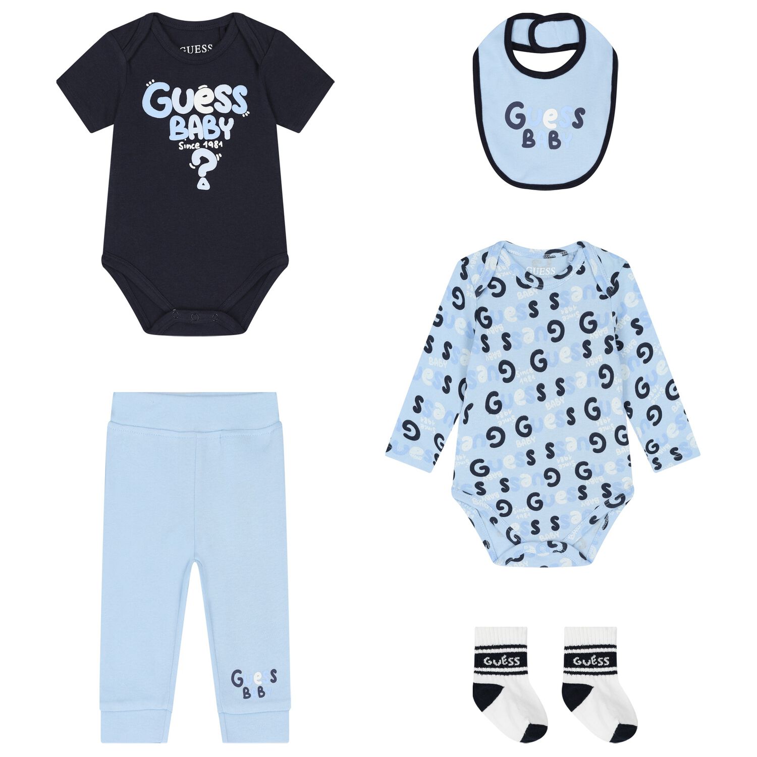 Baby Boys Navy Blue & Blue Logo Gift Set, 3, hi-res