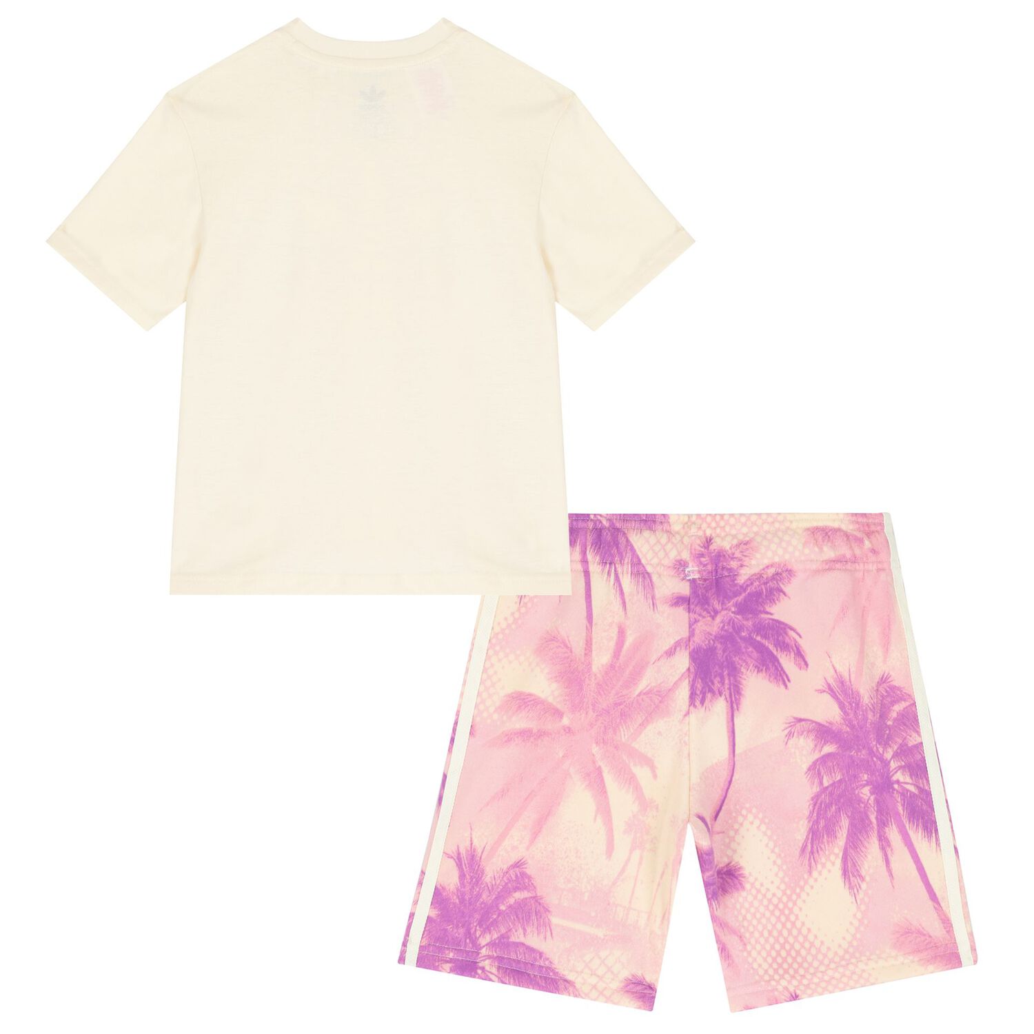 Girls Beige & Pink Logo Shorts Set, 1, hi-res image number null