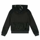 Girls Black Embellished Zip Up Top, 1, hi-res