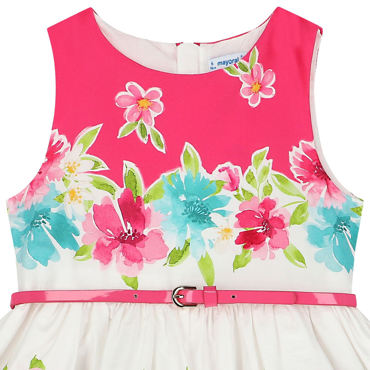 Girls Pink & White Floral Dress, 1, hi-res