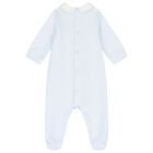 Baby Boys White & Blue Babygrow, 1, hi-res