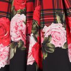 Girls Red Tartan & Roses Dress, 1, hi-res