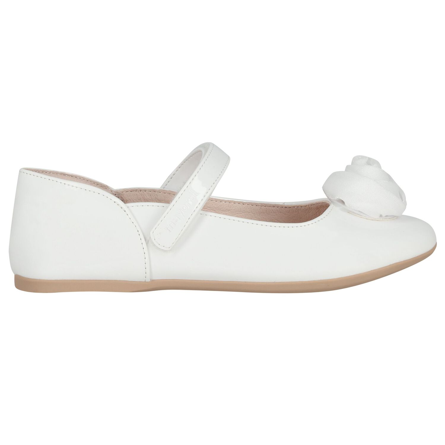 Girls White Flower Shoes, 1, hi-res