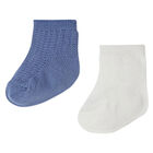 Baby Boys White & Blue Socks ( 2-Pack ), 1, hi-res