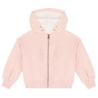 Girls Pink Logo Hooded Zip Up Top, 1, hi-res