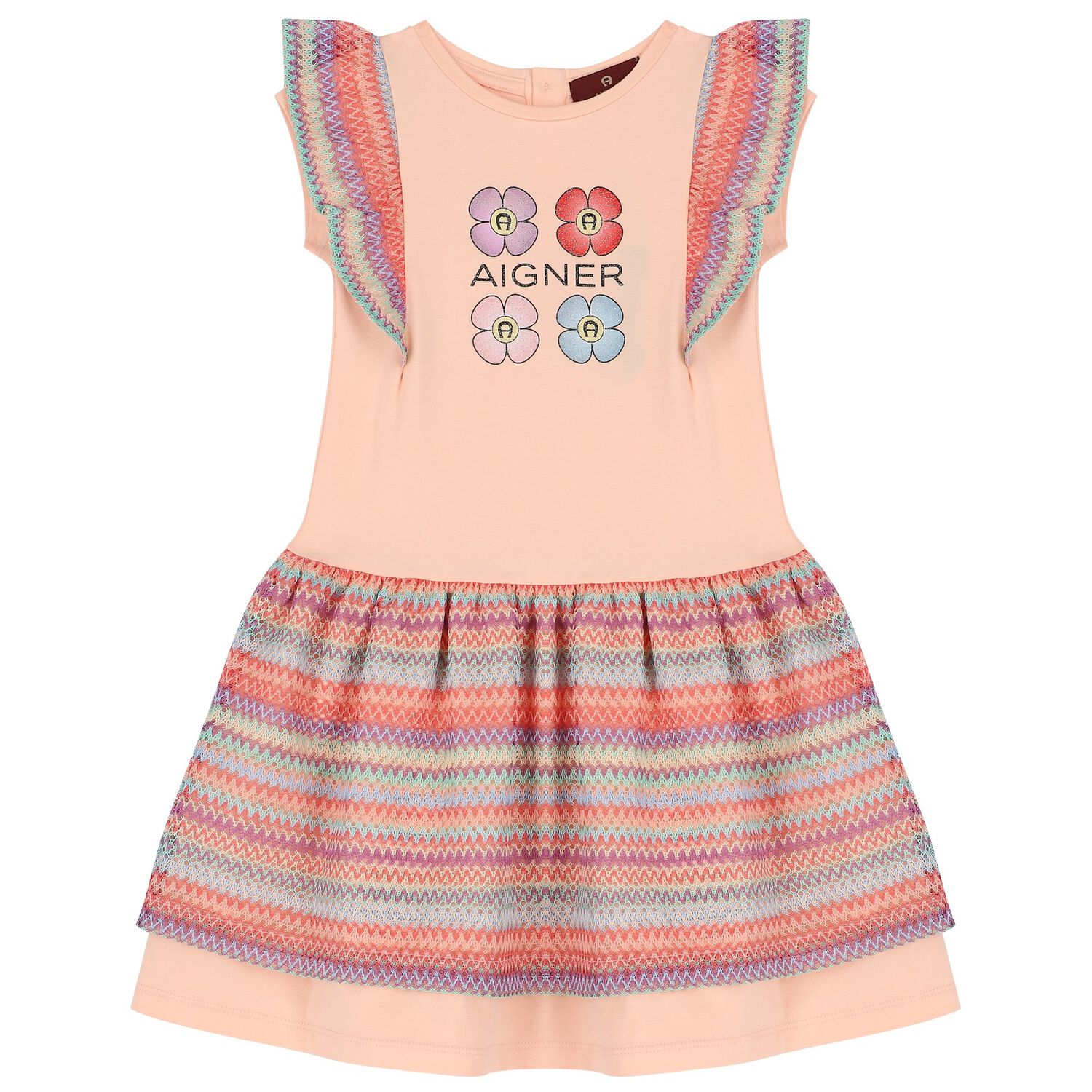 Girls Pink Flower Logo Dress, 1, hi-res image number null