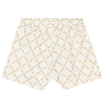 Girls Ivory & Gold Logo Shorts