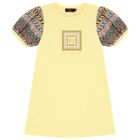 Girls Yellow Logo Dress, 3, hi-res