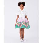Girls White, Pink & Green Floral Dress, 1, hi-res