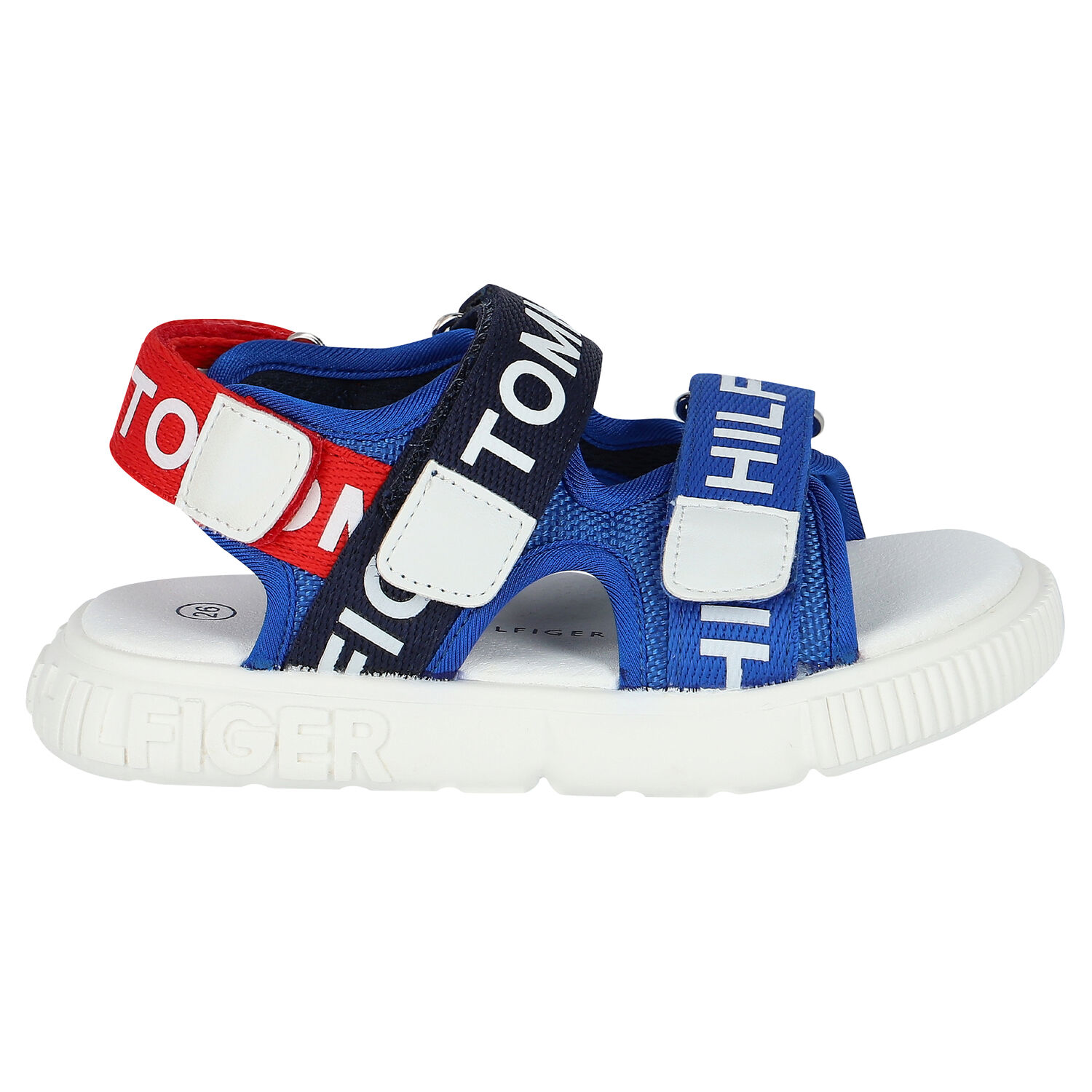 Blue, White & Red Logo Sandals, 1, hi-res