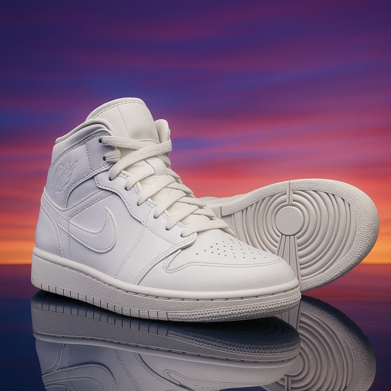 White Air Jordan 1 Mid Trainers, 1, hi-res image number null