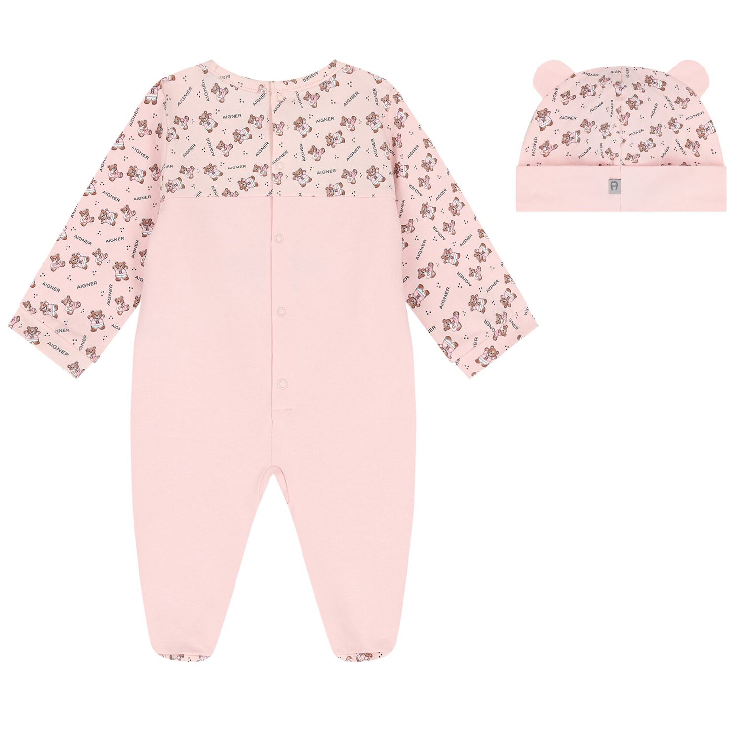 Baby Girls Pink Teddy Bear Logo Babygrow Set, 1, hi-res