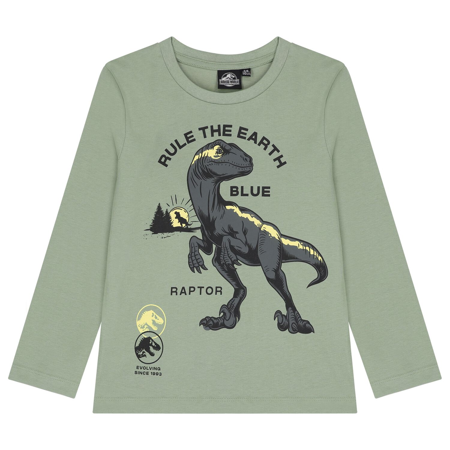 Boys Green Dinosaur Long Sleeve Top, 1, hi-res image number null