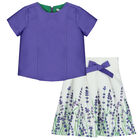Girls Purple & Ivory Floral Skirt Set, 1, hi-res