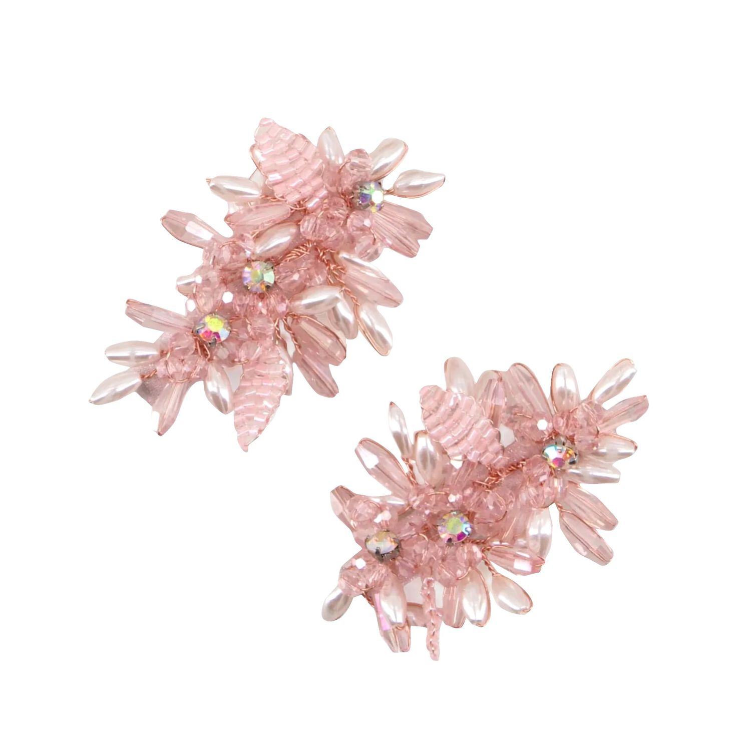 Girls Blush Pink Lily Rose Hair Clip, 1, hi-res