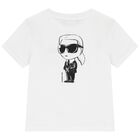 Boys Mini Me White Ikonik Karl Logo T-Shirt, 2, hi-res